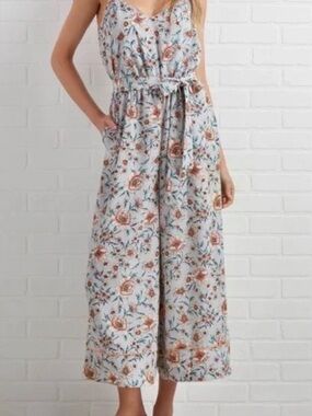 Leith Light Blue Floral Wide-Leg Jumpsuit